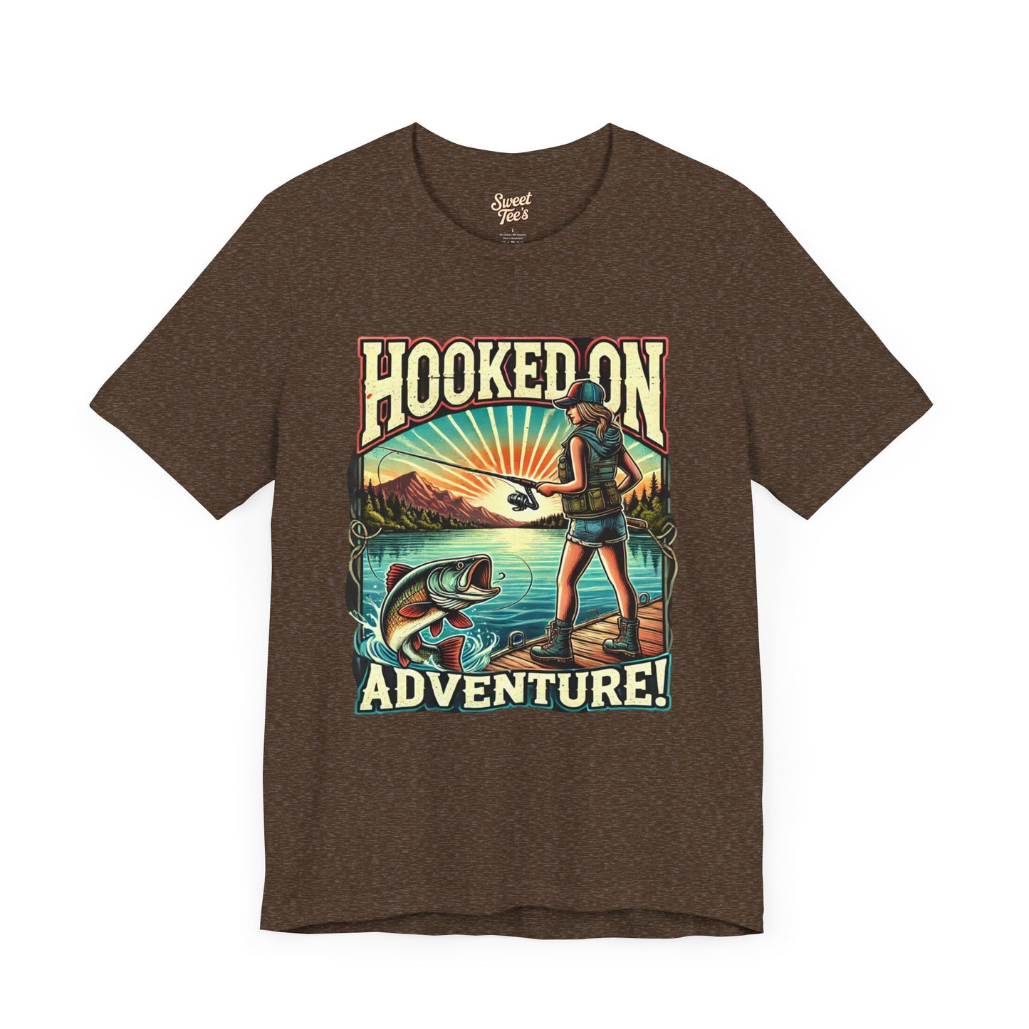 Hooked on Adventure Unisex Jersey Tee - Retro Fishing Graphic Shirt