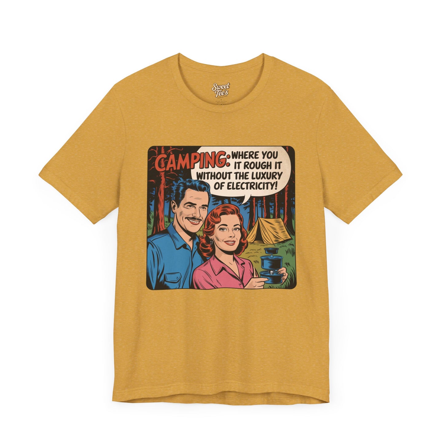 Vintage Camping Unisex Jersey Short Sleeve Tee - "Where You Rough It Without the Luxury of Electricity!"