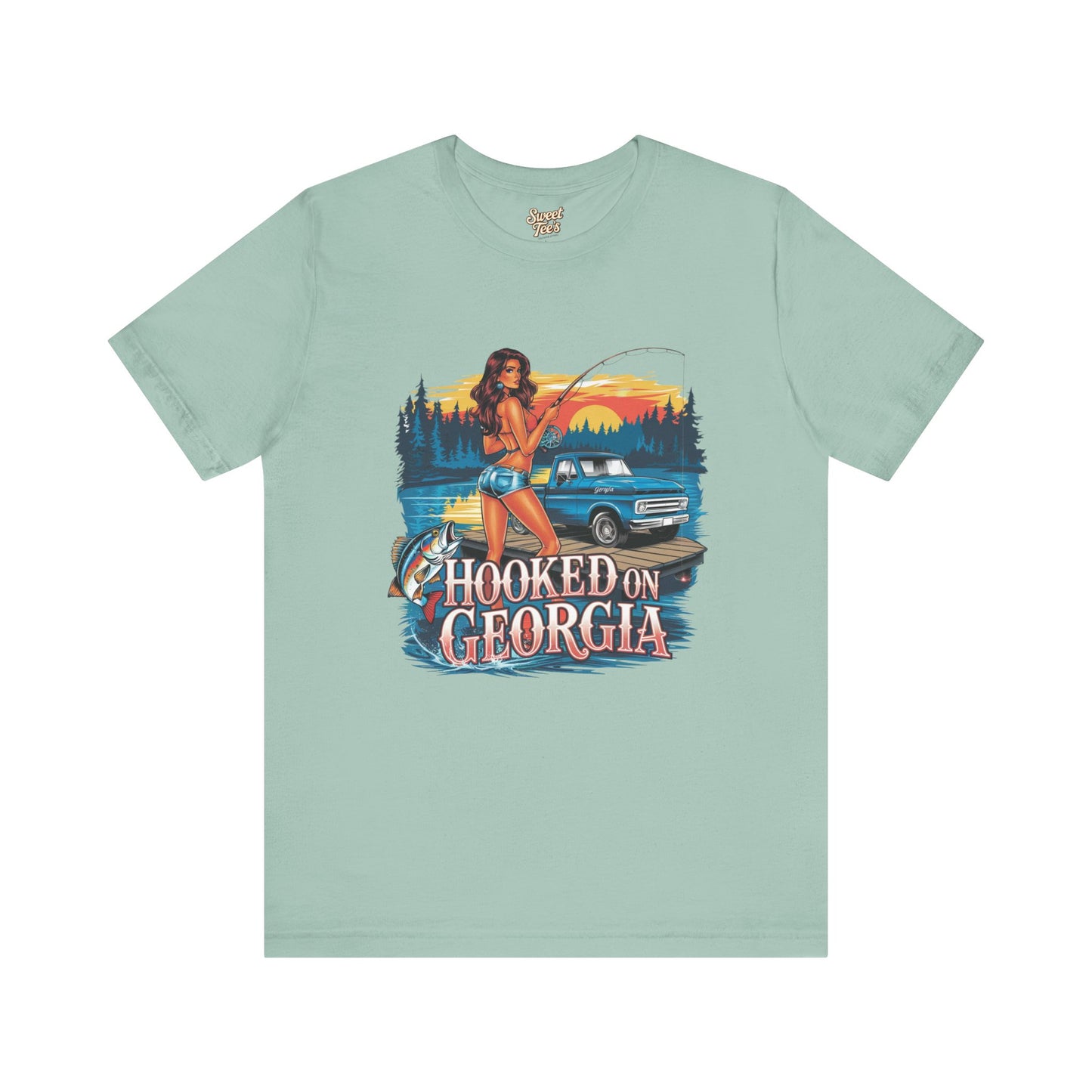 Hooked on Georgia Vintage Fishing Tee - Unisex Jersey Short Sleeve
