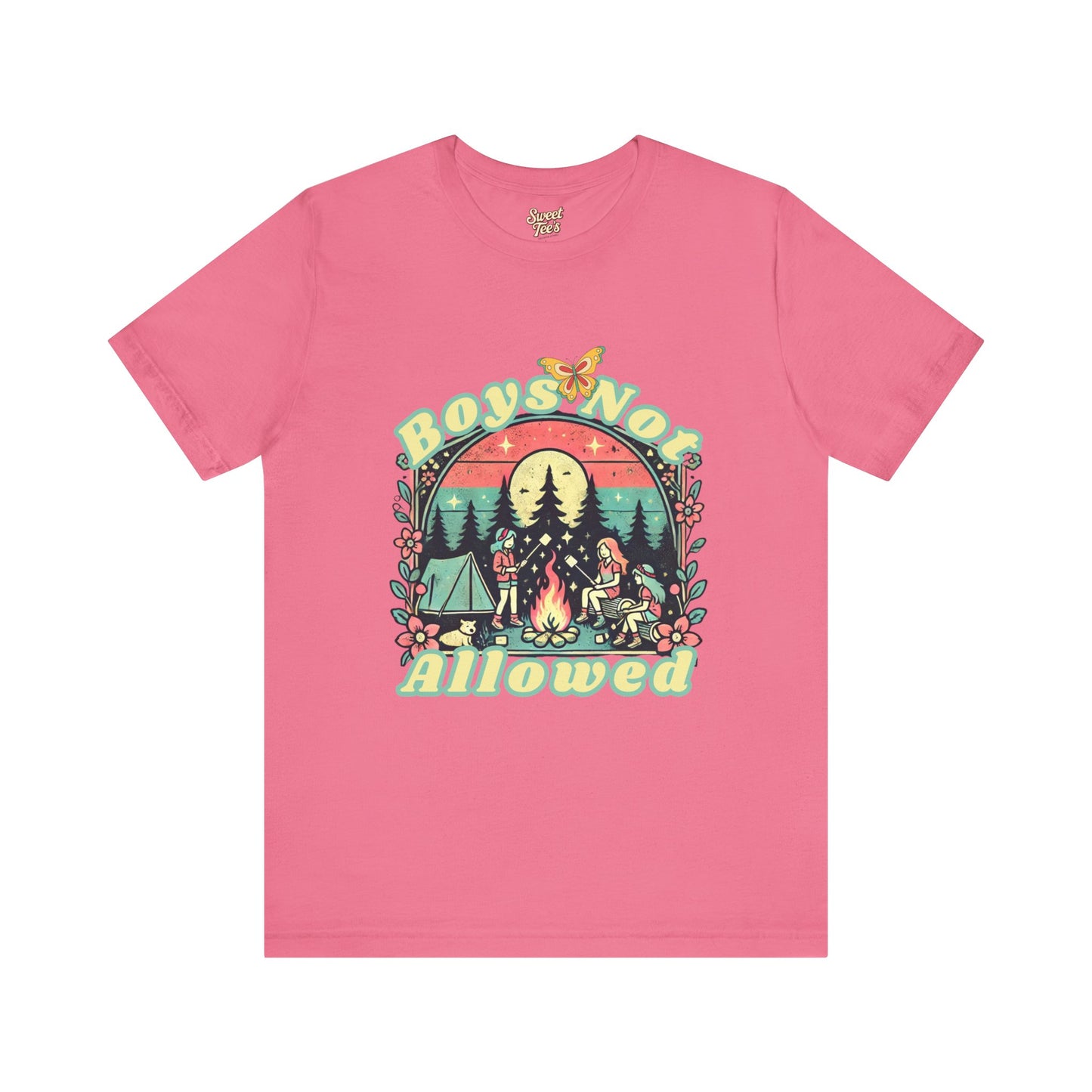 Boys Not Allowed Campfire Tee - Unisex Short Sleeve Shirt for Outdoor Lovers