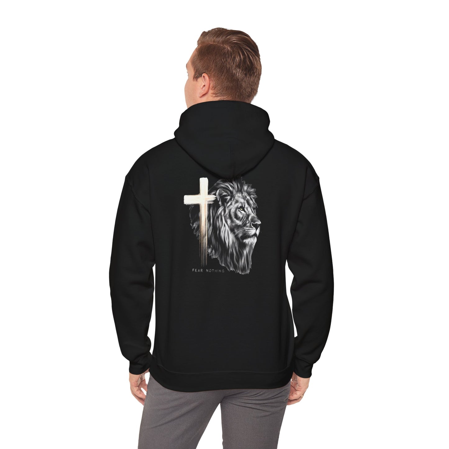 Fear Nothing Lion Cross Hoodie | Unisex Heavy Blend Sweatshirt