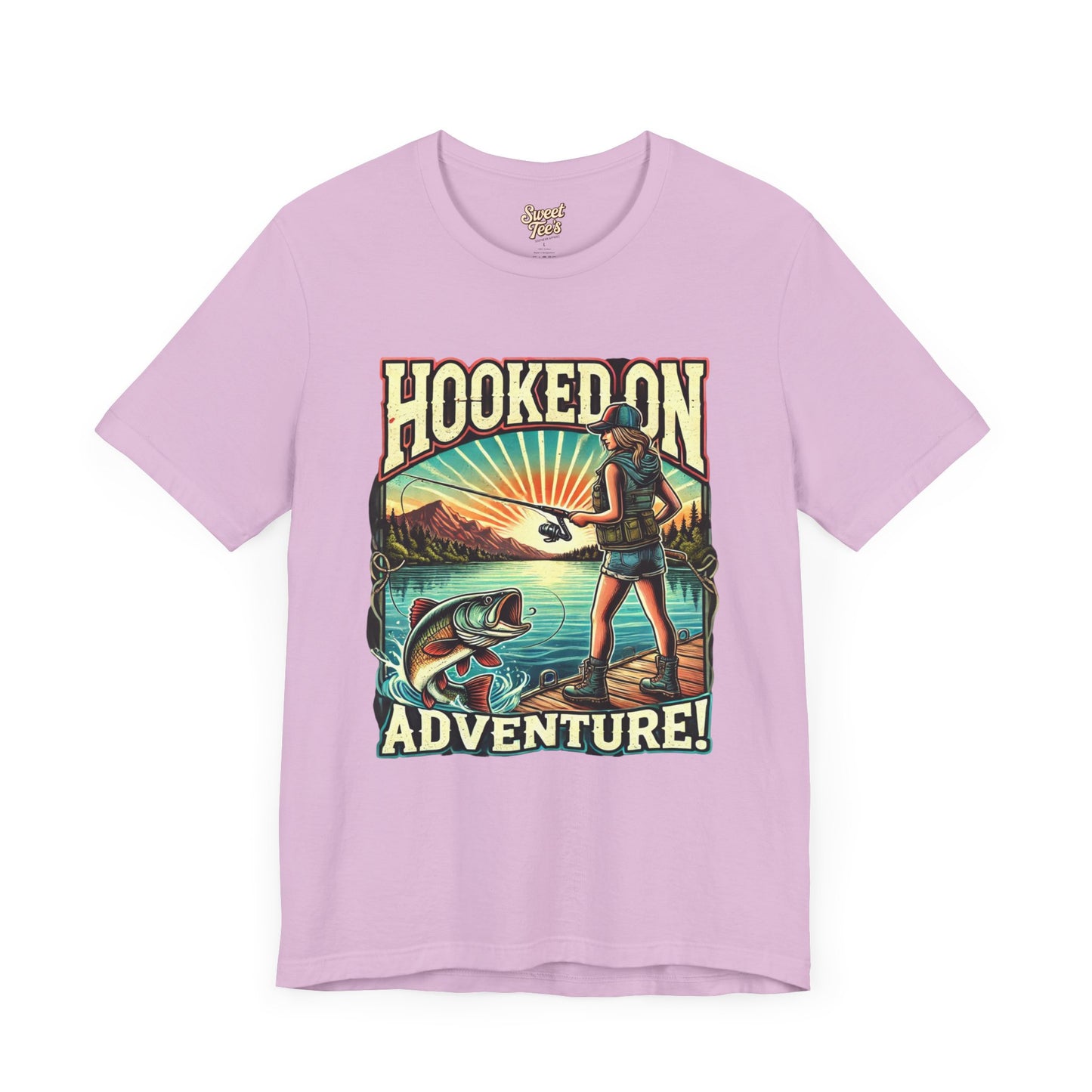 Hooked on Adventure Unisex Jersey Tee - Retro Fishing Graphic Shirt