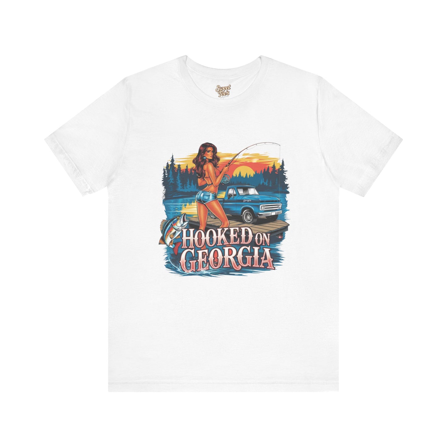 Hooked on Georgia Vintage Fishing Tee - Unisex Jersey Short Sleeve
