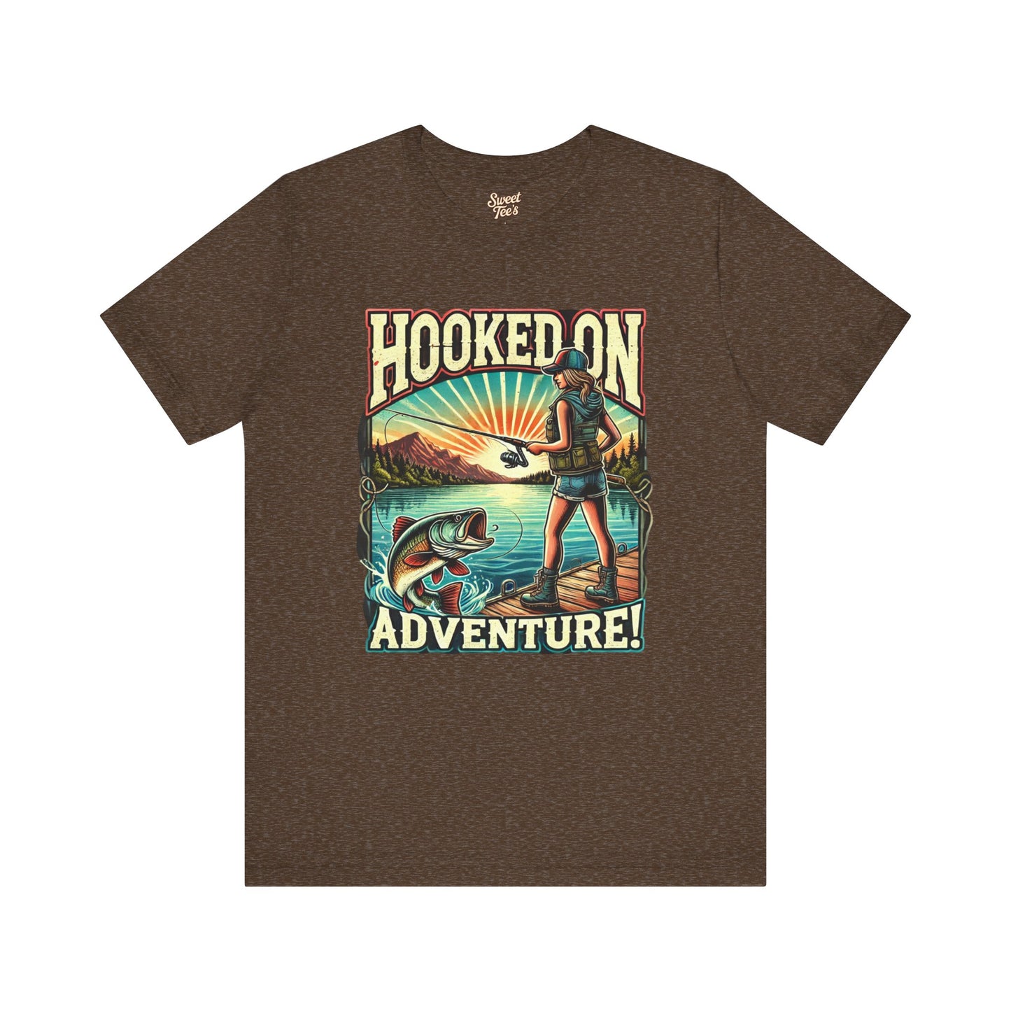 Hooked on Adventure Unisex Jersey Tee - Retro Fishing Graphic Shirt