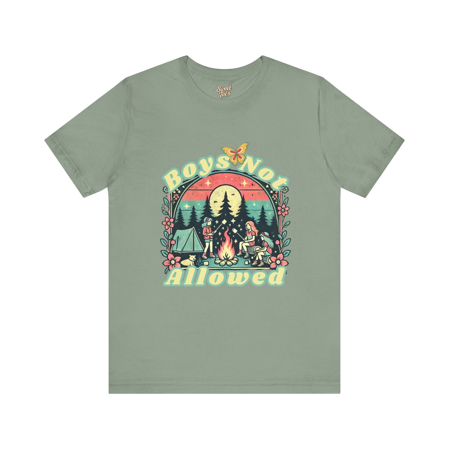 Boys Not Allowed Campfire Tee - Unisex Short Sleeve Shirt for Outdoor Lovers