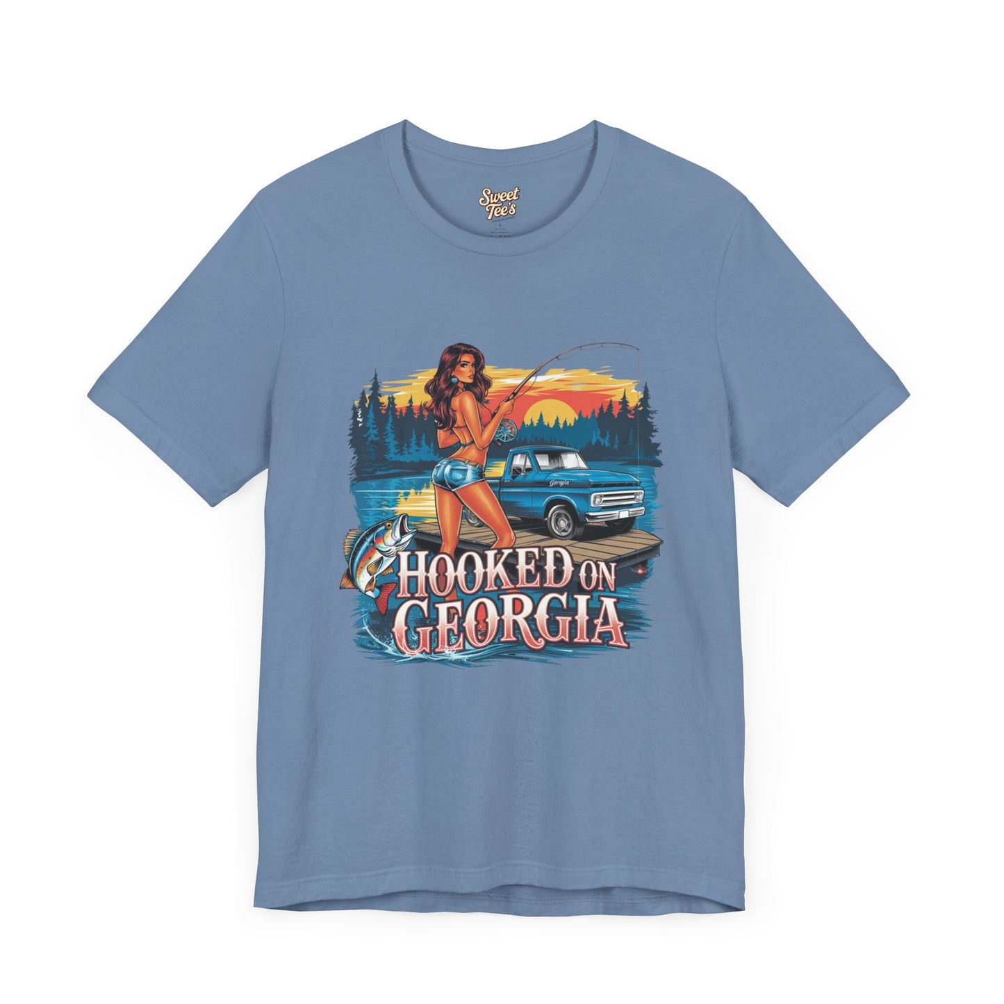 Hooked on Georgia Vintage Fishing Tee - Unisex Jersey Short Sleeve