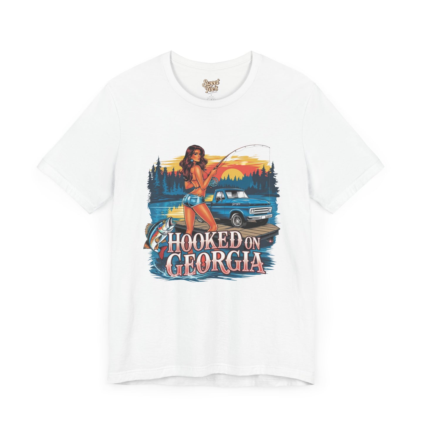 Hooked on Georgia Vintage Fishing Tee - Unisex Jersey Short Sleeve