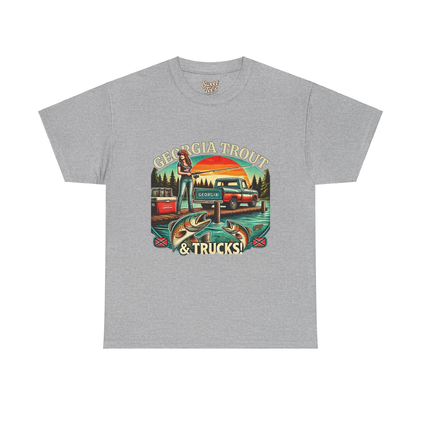 Georgia Trout & Trucks Fishing Unisex Heavy Cotton Tee