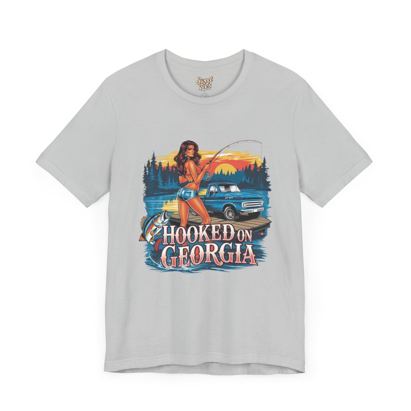 Hooked on Georgia Vintage Fishing Tee - Unisex Jersey Short Sleeve