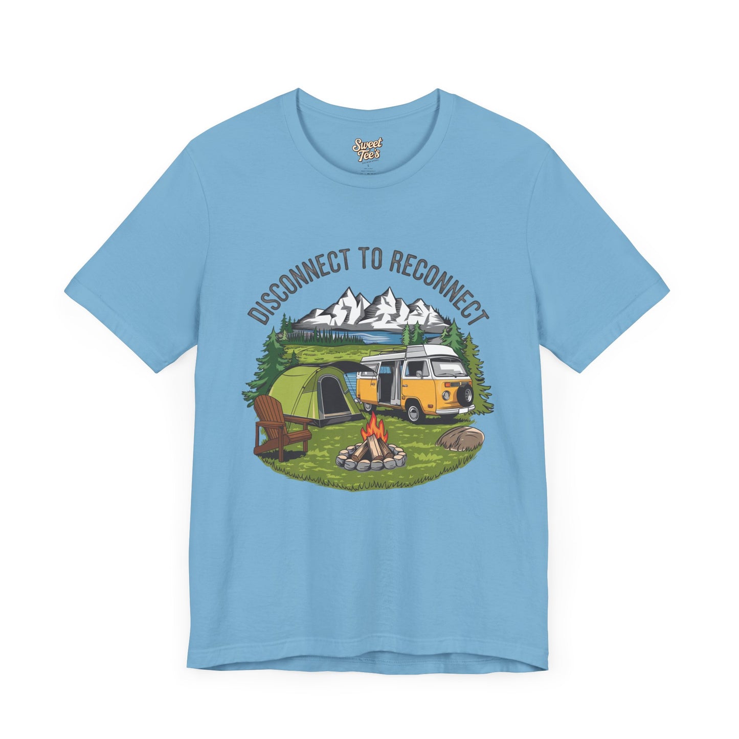 Disconnect to Reconnect Camping Tee - Unisex Jersey Short Sleeve Shirt