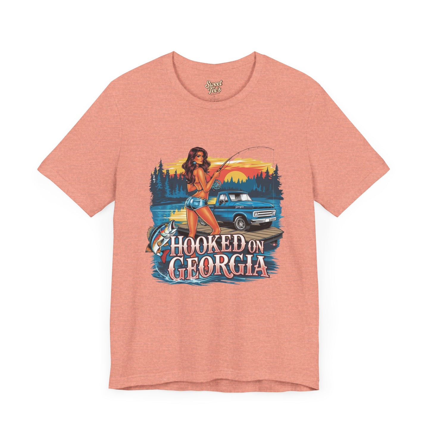 Hooked on Georgia Vintage Fishing Tee - Unisex Jersey Short Sleeve