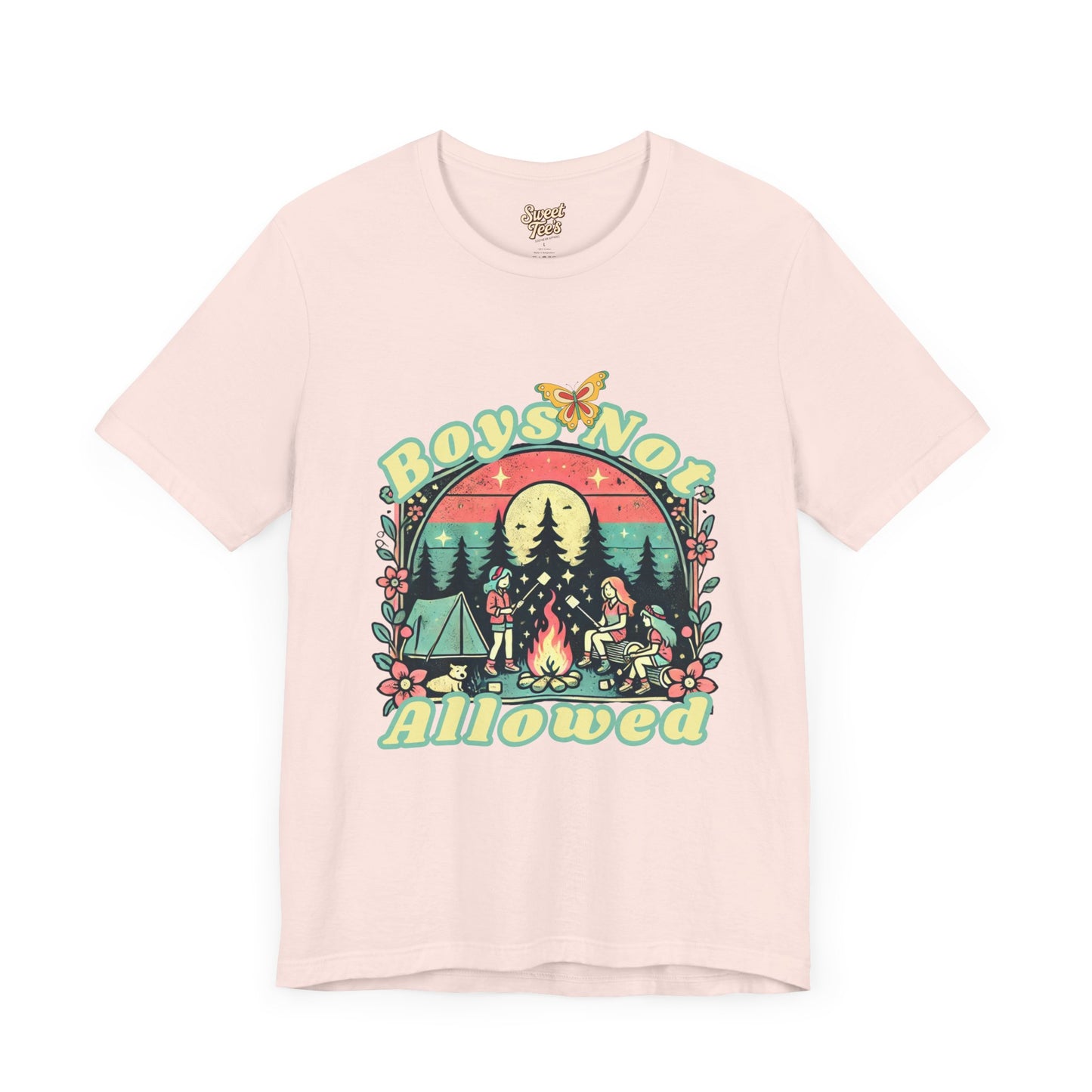Boys Not Allowed Campfire Tee - Unisex Short Sleeve Shirt for Outdoor Lovers