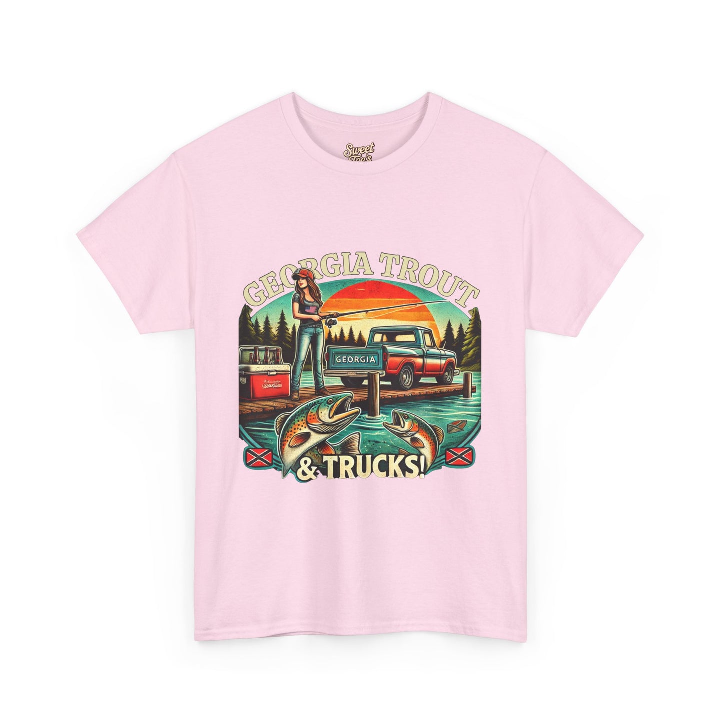 Georgia Trout & Trucks Fishing Unisex Heavy Cotton Tee
