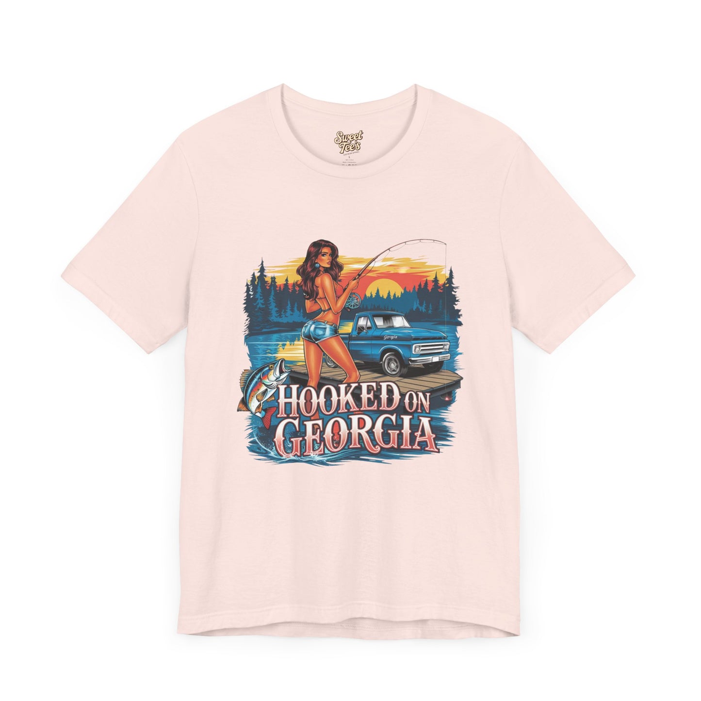Hooked on Georgia Vintage Fishing Tee - Unisex Jersey Short Sleeve