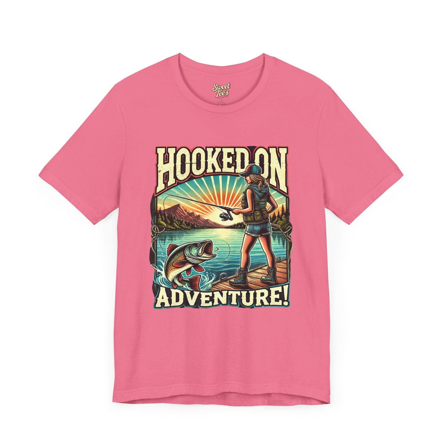 Hooked on Adventure Unisex Jersey Tee - Retro Fishing Graphic Shirt