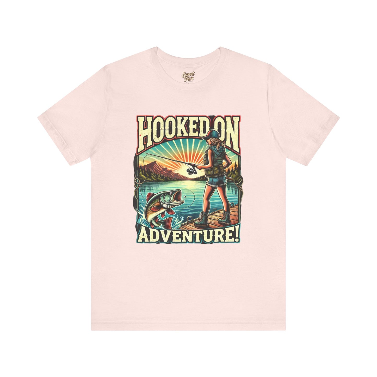 Hooked on Adventure Unisex Jersey Tee - Retro Fishing Graphic Shirt