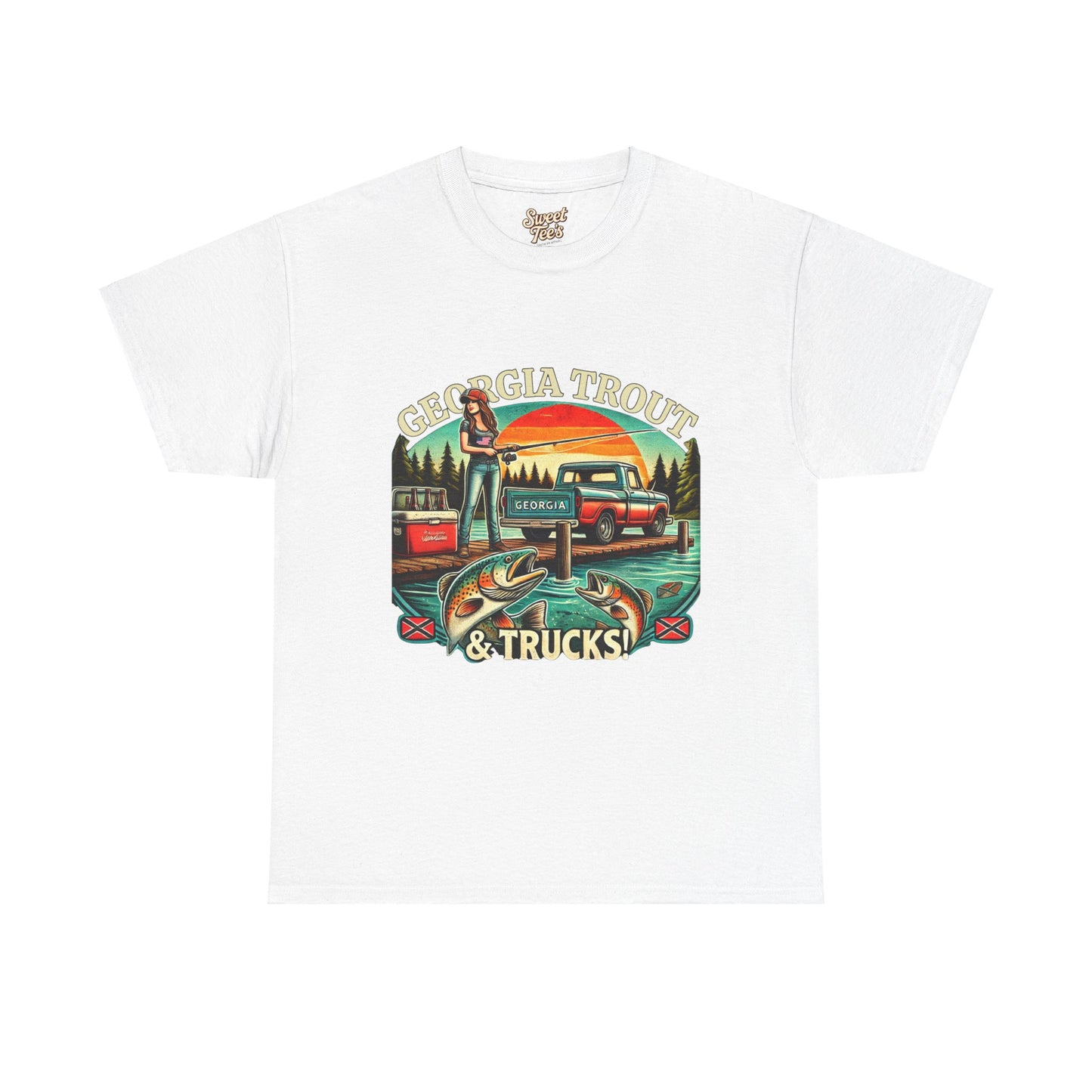 Georgia Trout & Trucks Fishing Unisex Heavy Cotton Tee