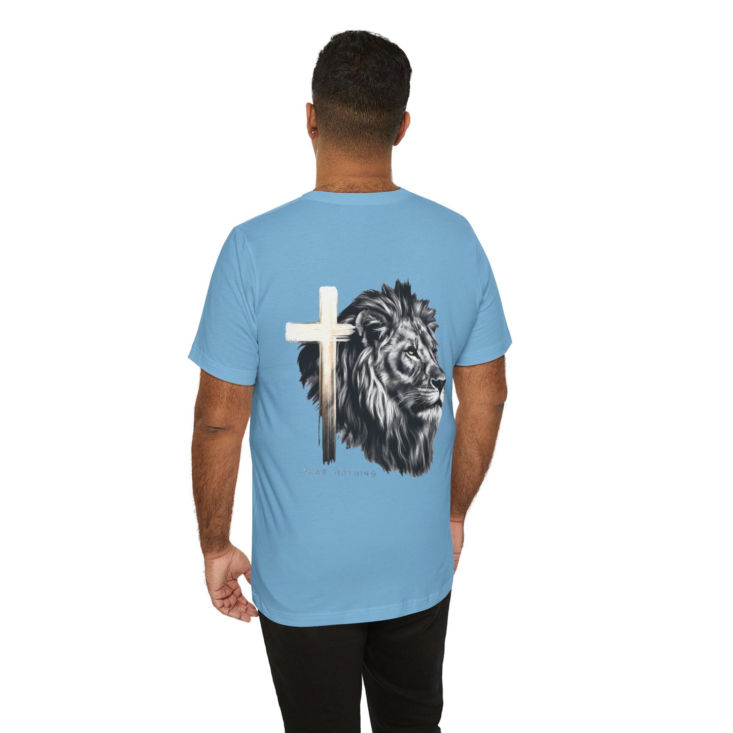 Fear Nothing Graphic Tee - Unisex Jersey Short Sleeve T-Shirt with Lion & Cross Design