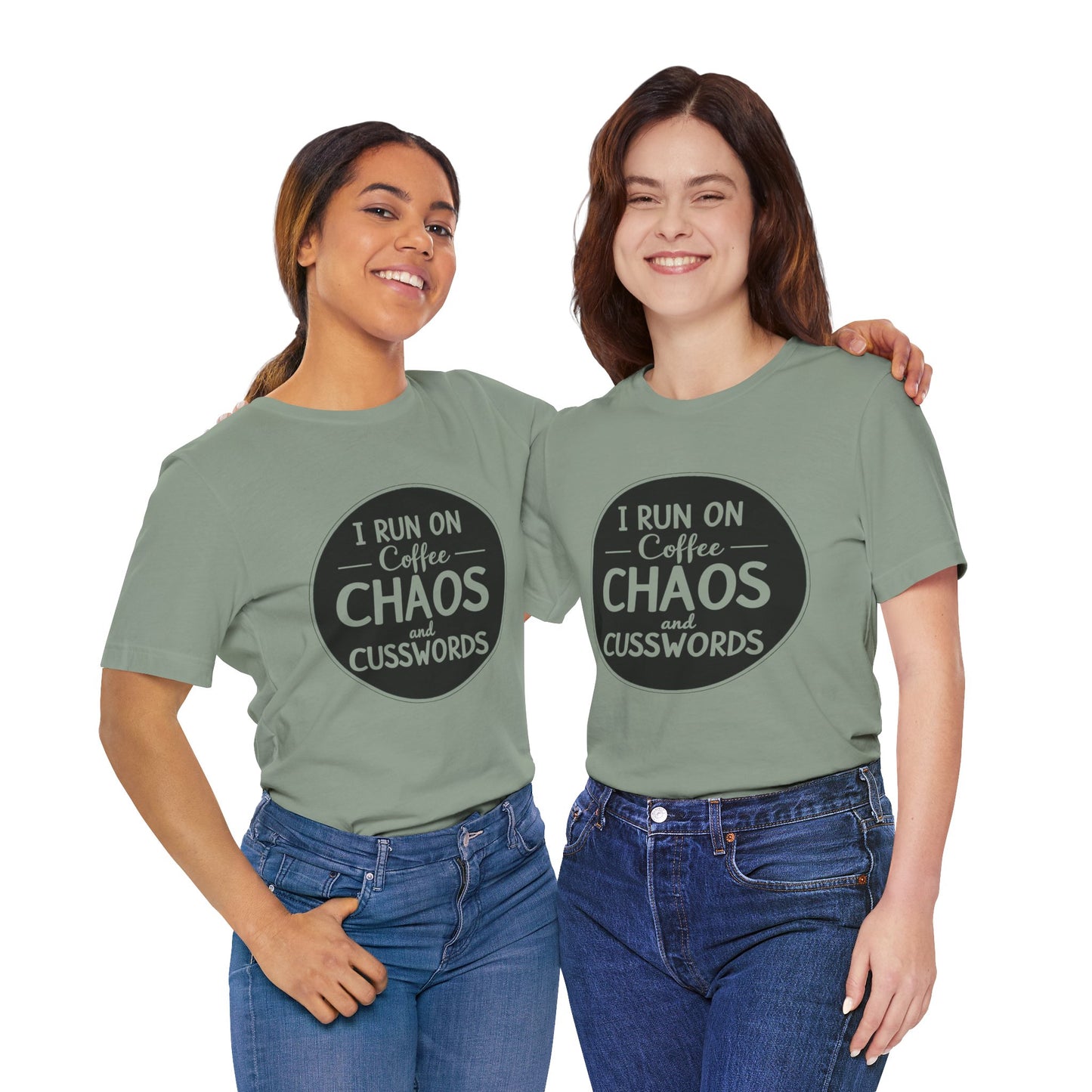 I Run on Coffee Chaos and Cusswords Unisex Tee - Funny Coffee Lover Shirt