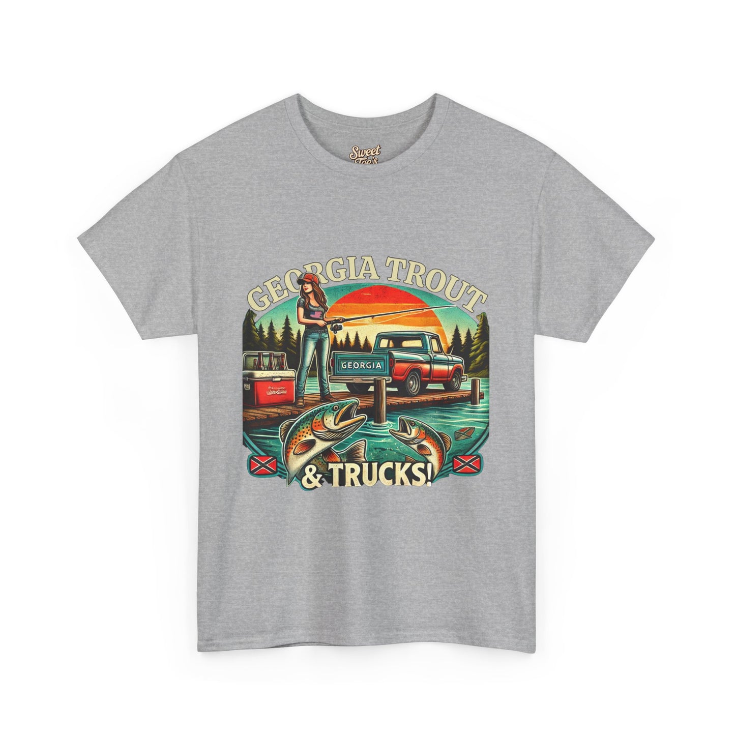 Georgia Trout & Trucks Fishing Unisex Heavy Cotton Tee