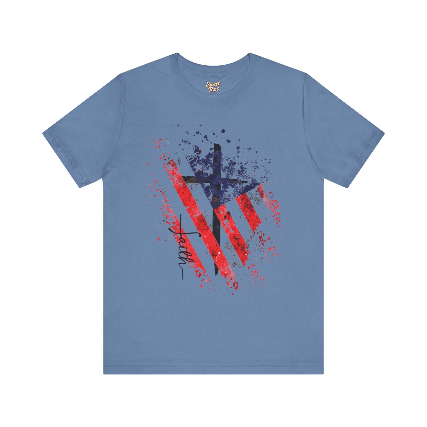 Patriotic Heart Unisex Tee - Red, White, and Blue Design