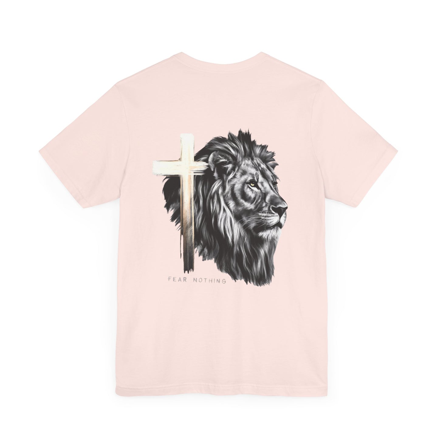 Fear Nothing Graphic Tee - Unisex Jersey Short Sleeve T-Shirt with Lion & Cross Design