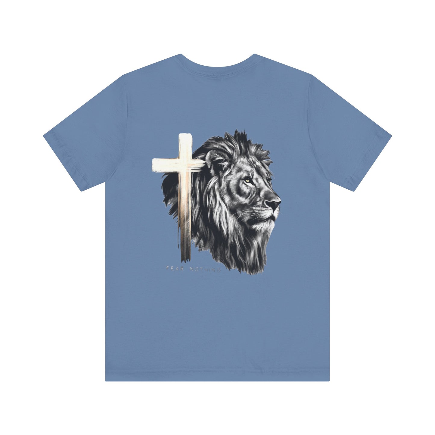 Fear Nothing Graphic Tee - Unisex Jersey Short Sleeve T-Shirt with Lion & Cross Design