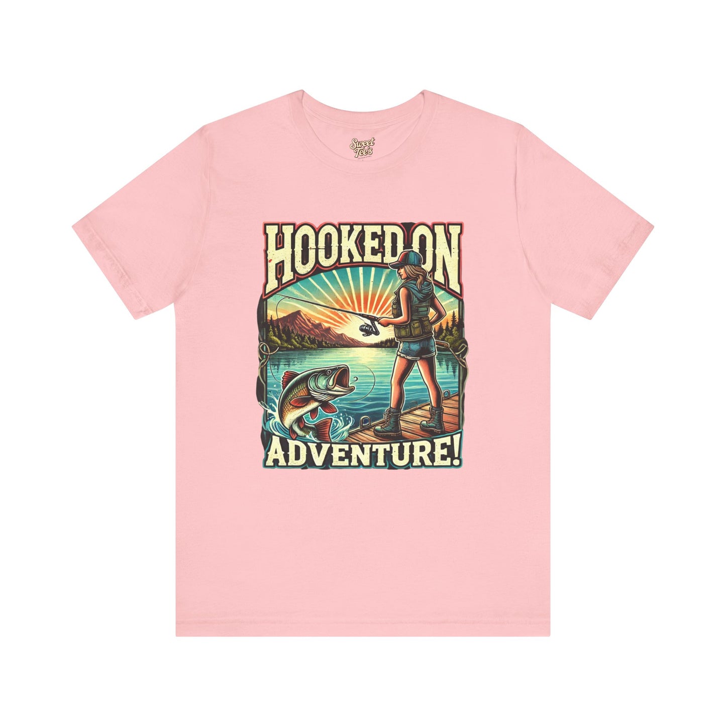 Hooked on Adventure Unisex Jersey Tee - Retro Fishing Graphic Shirt