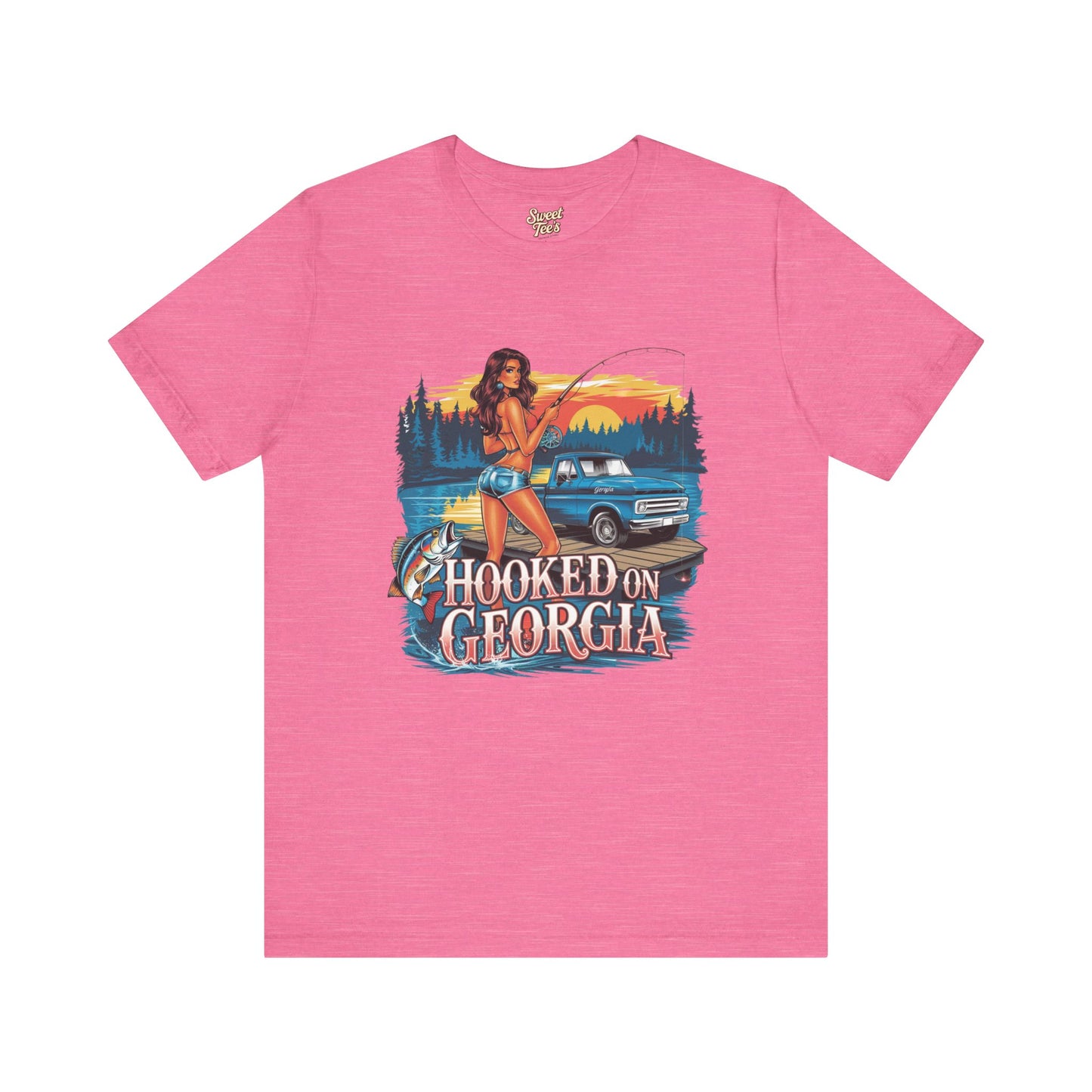 Hooked on Georgia Vintage Fishing Tee - Unisex Jersey Short Sleeve