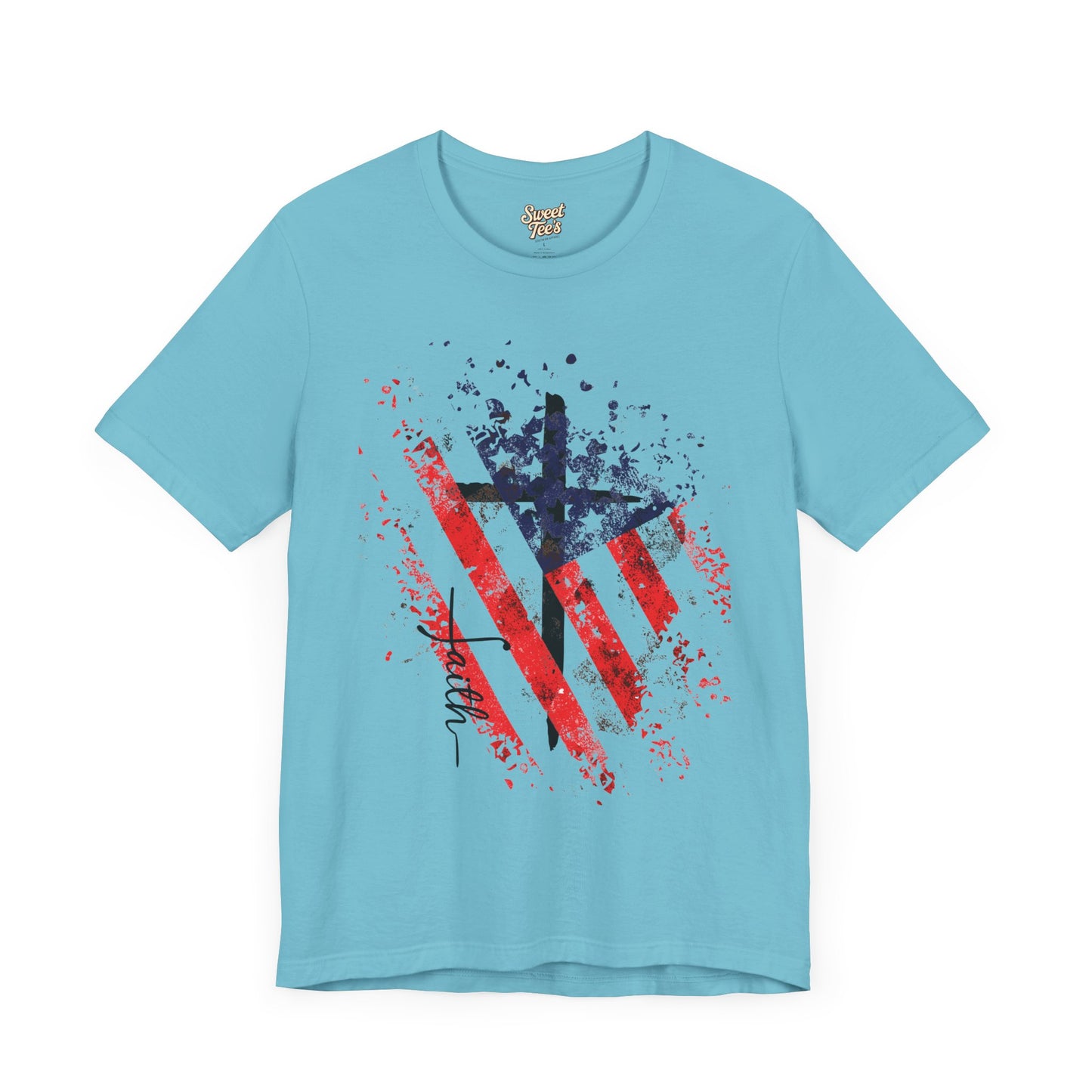 Patriotic Heart Unisex Tee - Red, White, and Blue Design