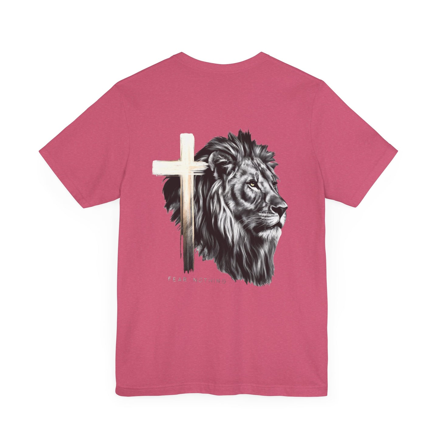 Fear Nothing Graphic Tee - Unisex Jersey Short Sleeve T-Shirt with Lion & Cross Design