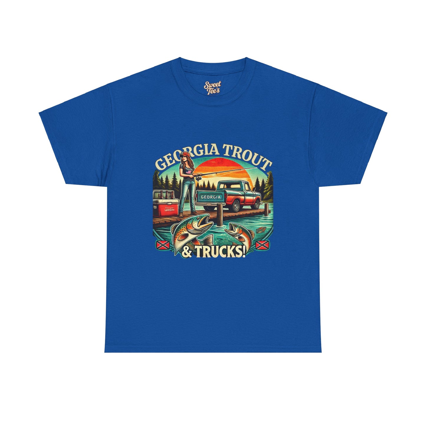 Georgia Trout & Trucks Fishing Unisex Heavy Cotton Tee