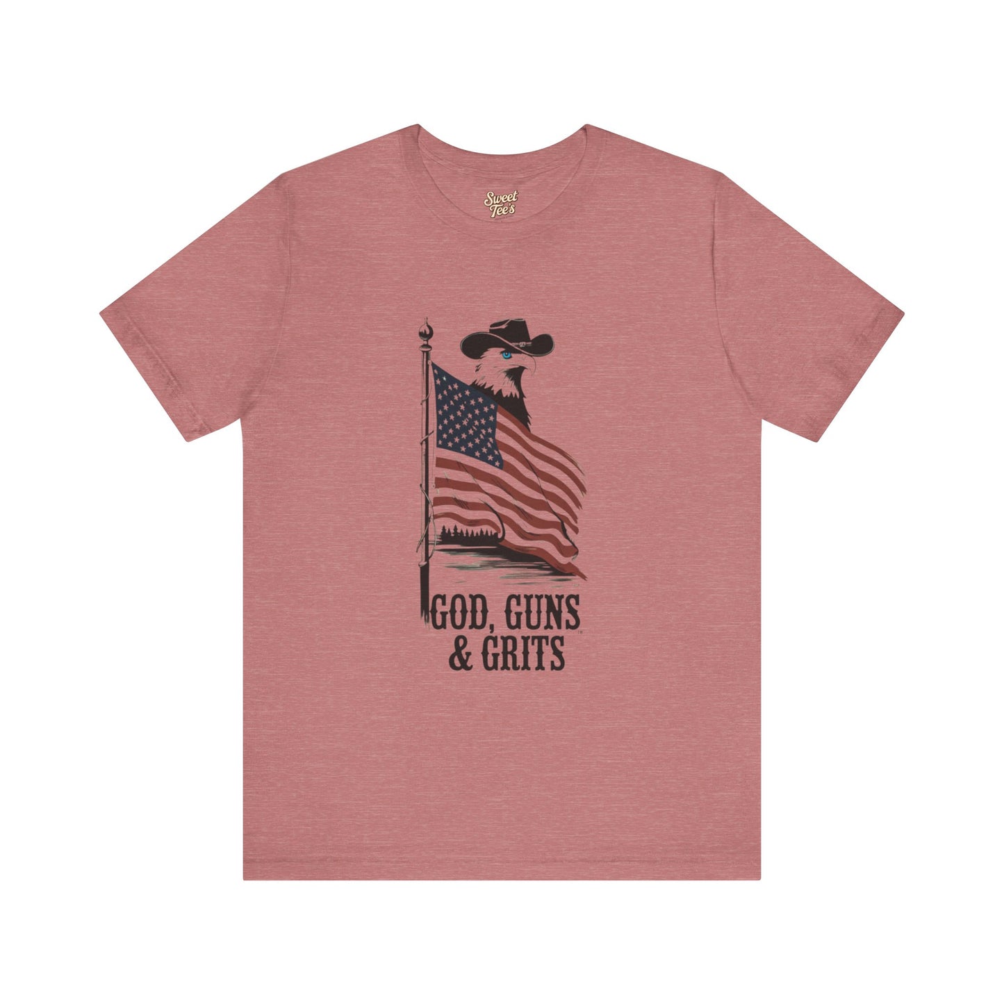 Patriotic Unisex Tee - "God, Guns & Grits" - Perfect for 4th of July and Outdoor Adventures