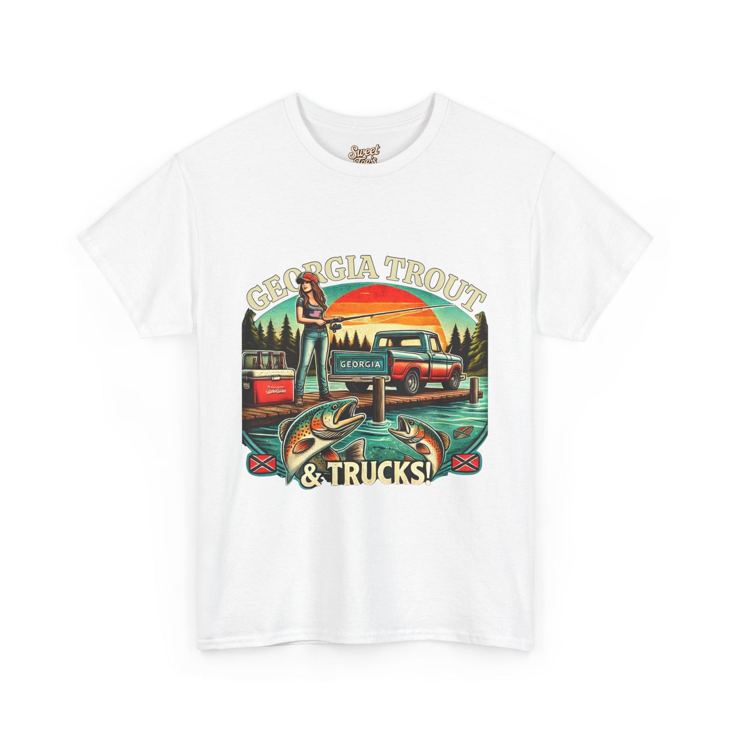 Georgia Trout & Trucks Fishing Unisex Heavy Cotton Tee