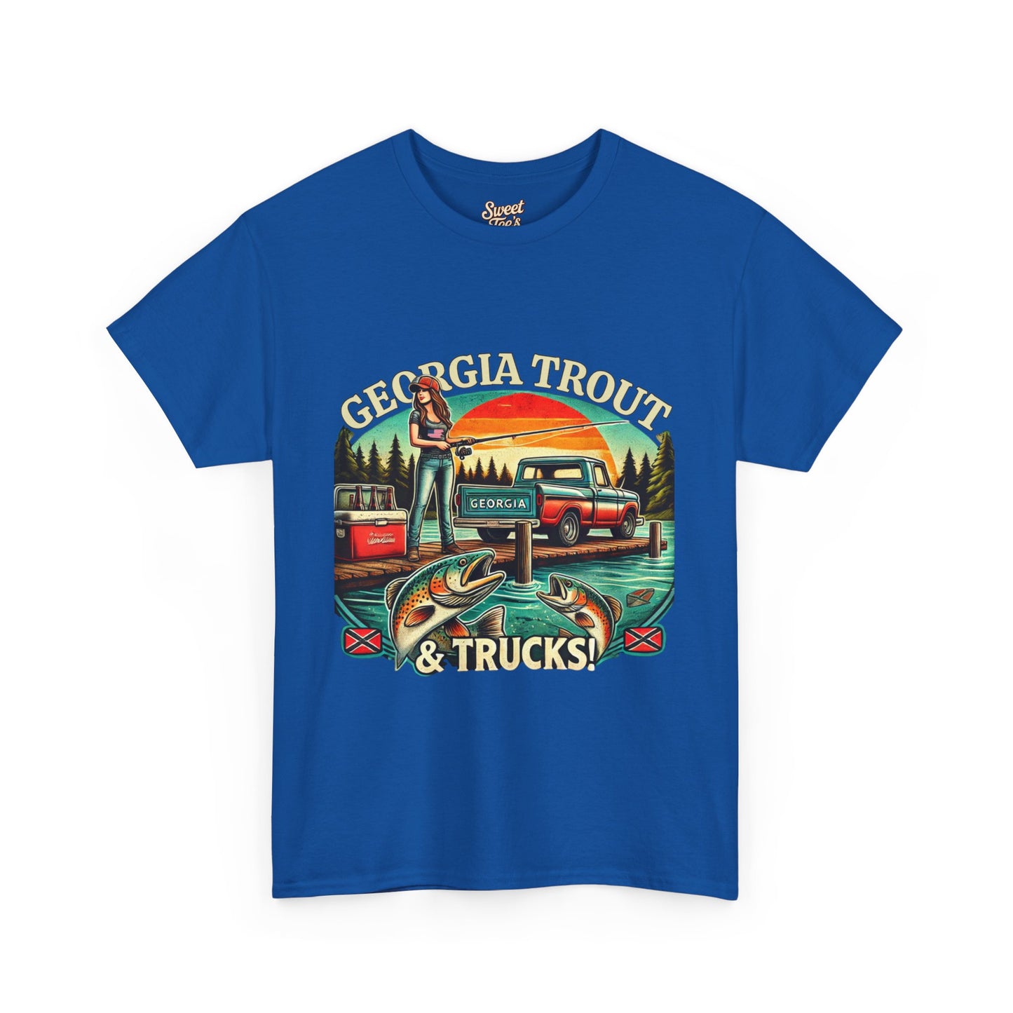 Georgia Trout & Trucks Fishing Unisex Heavy Cotton Tee