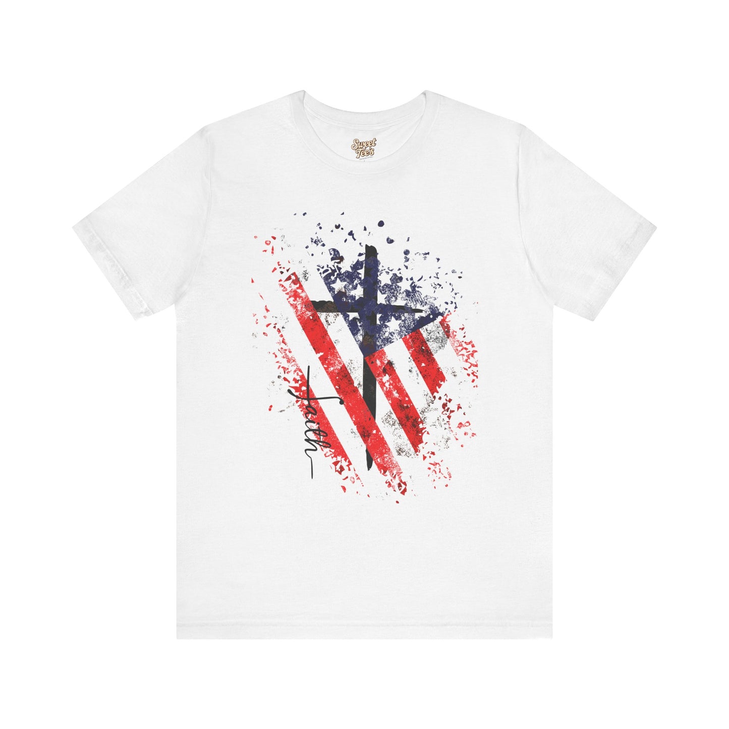 Patriotic Heart Unisex Tee - Red, White, and Blue Design