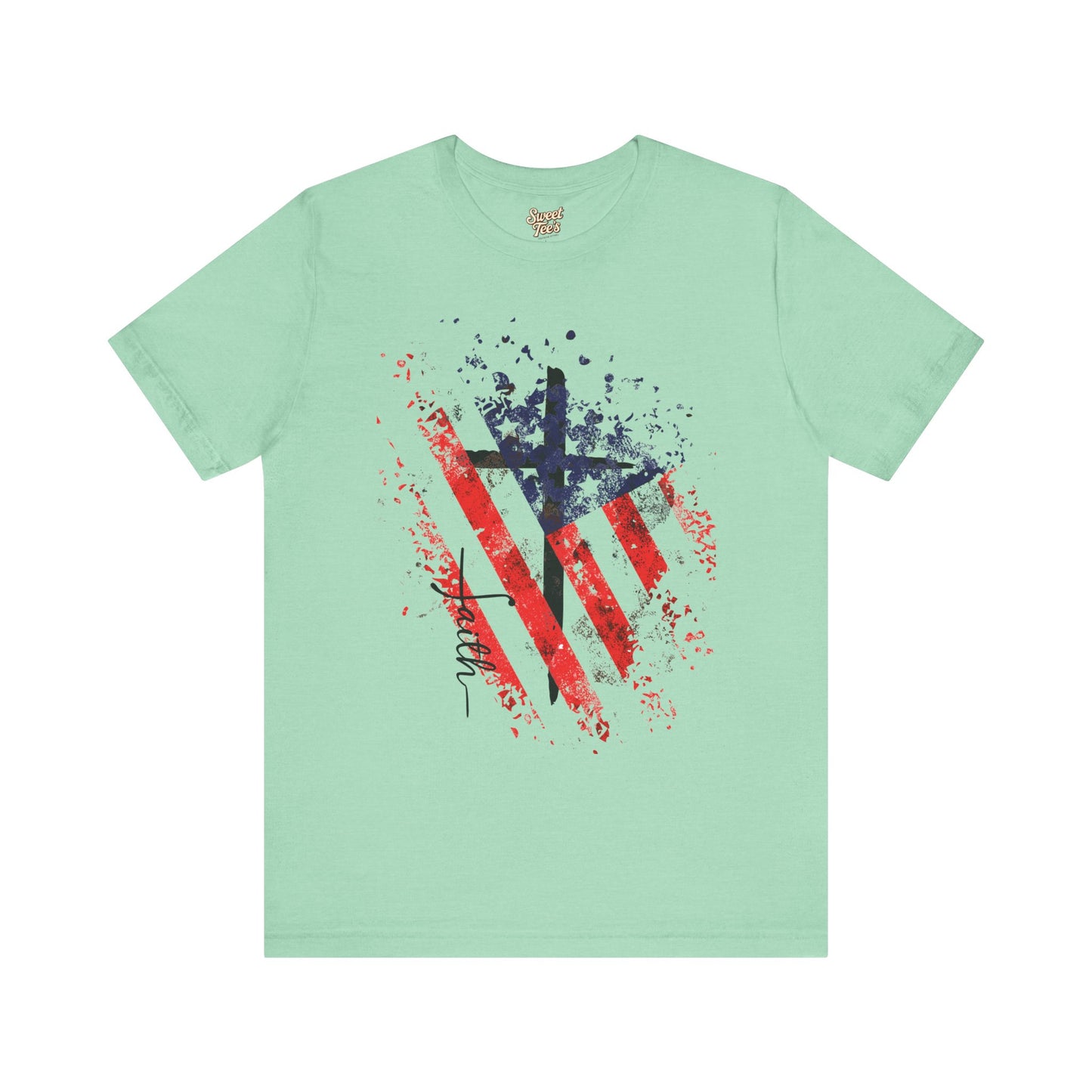 Patriotic Heart Unisex Tee - Red, White, and Blue Design