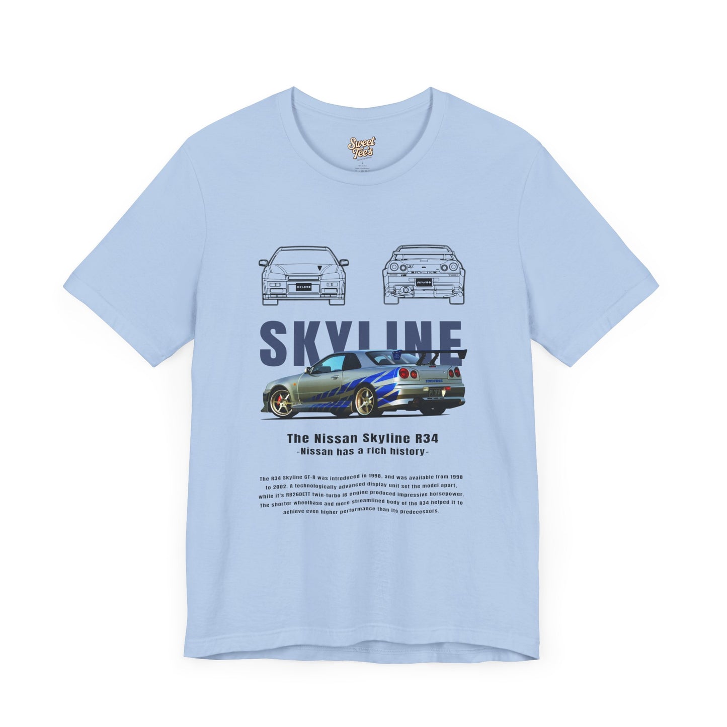 Skyline R34 Unisex Jersey Tee - Perfect for Car Enthusiasts