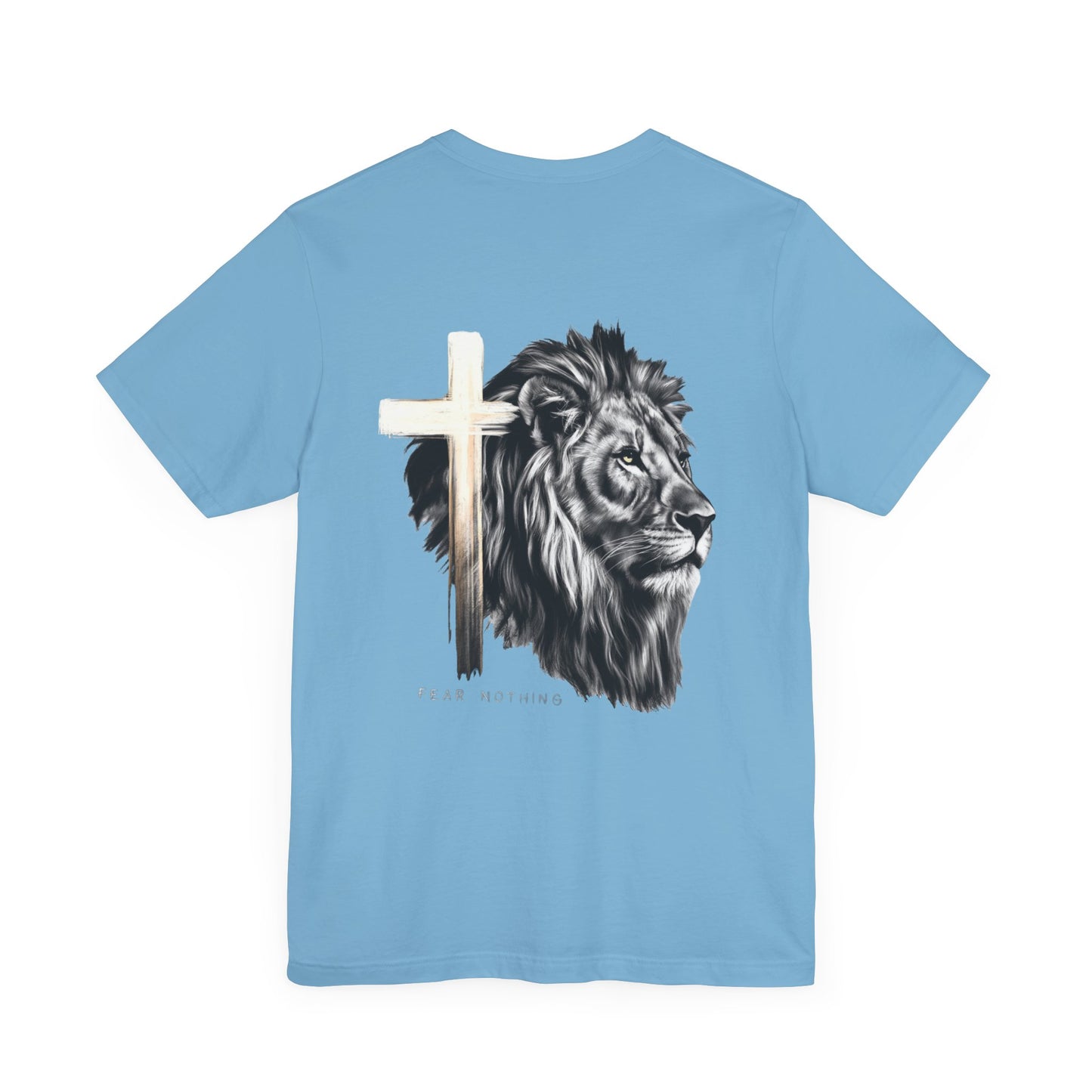 Fear Nothing Graphic Tee - Unisex Jersey Short Sleeve T-Shirt with Lion & Cross Design