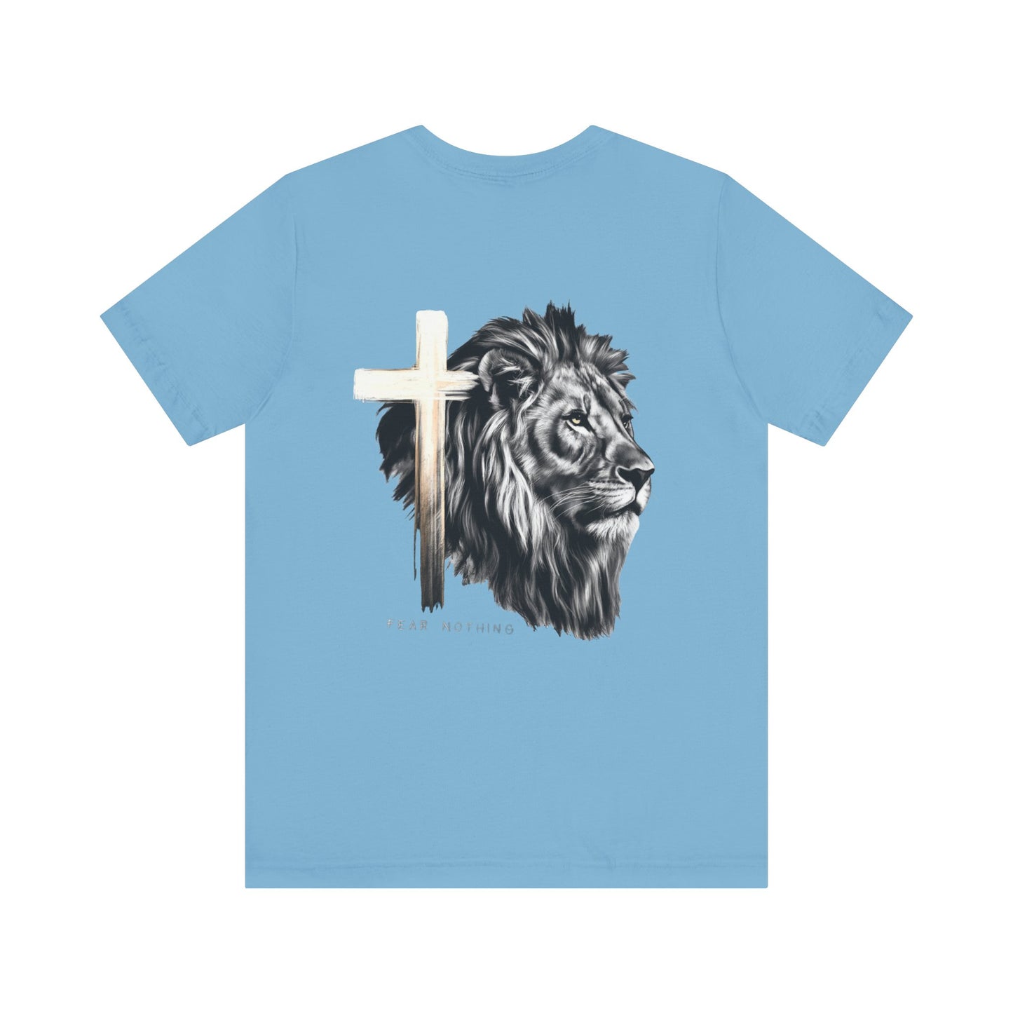 Fear Nothing Graphic Tee - Unisex Jersey Short Sleeve T-Shirt with Lion & Cross Design