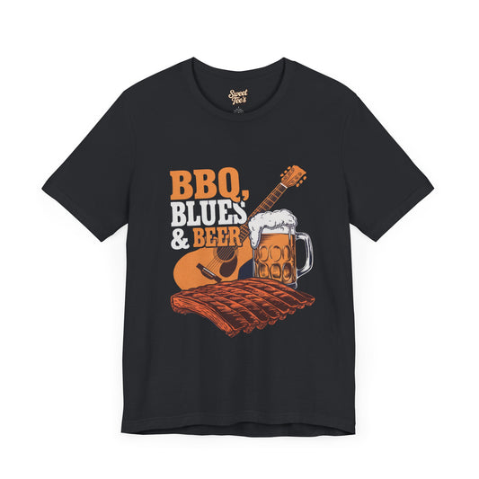 BBQ, Blues & Beer Unisex Short Sleeve Tee