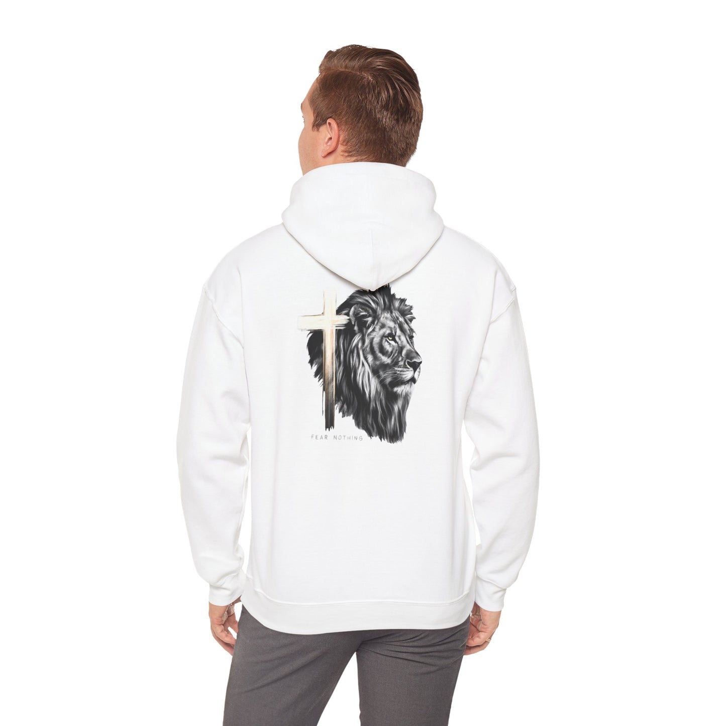 Fear Nothing Lion Cross Hoodie | Unisex Heavy Blend Sweatshirt