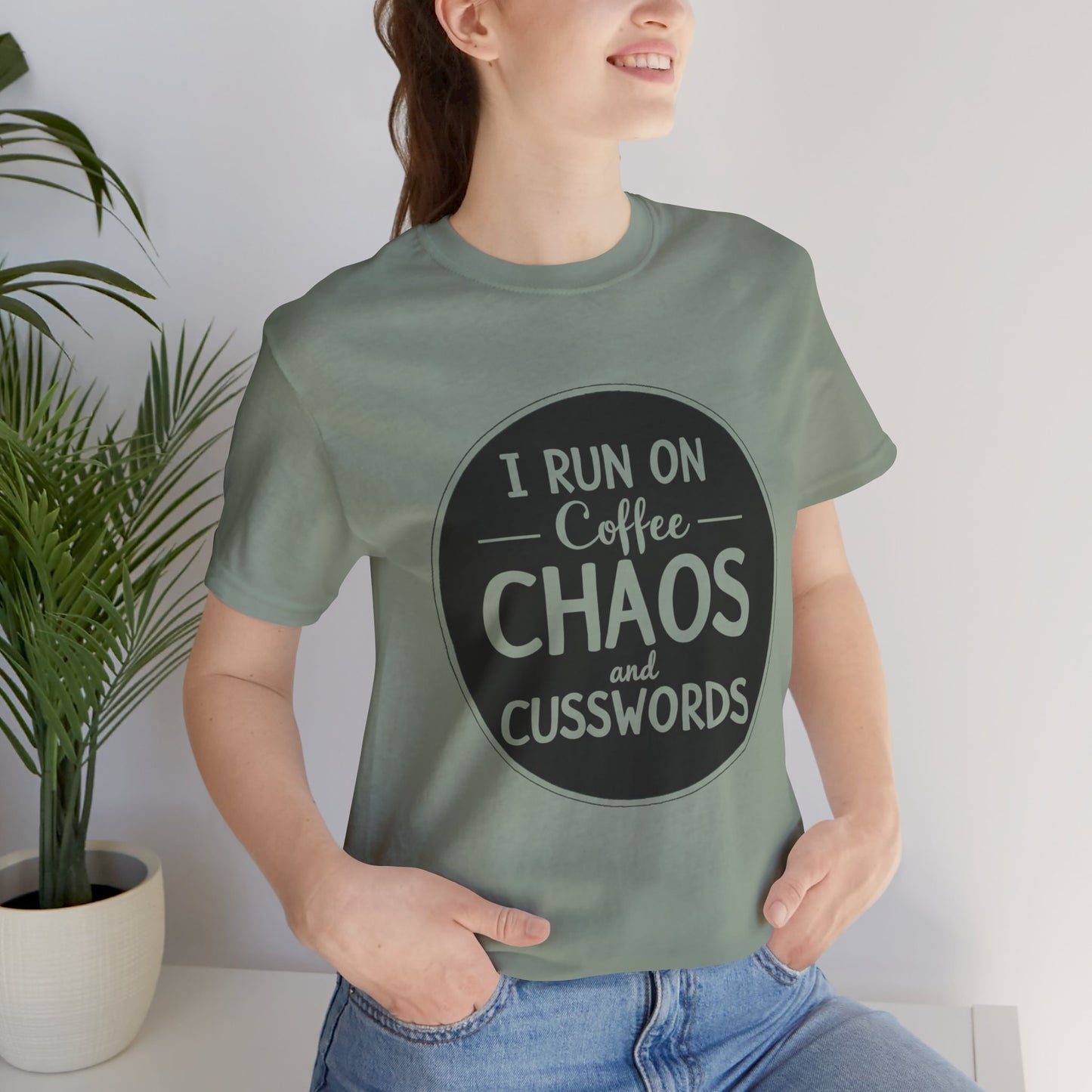 I Run on Coffee Chaos and Cusswords Unisex Tee - Funny Coffee Lover Shirt