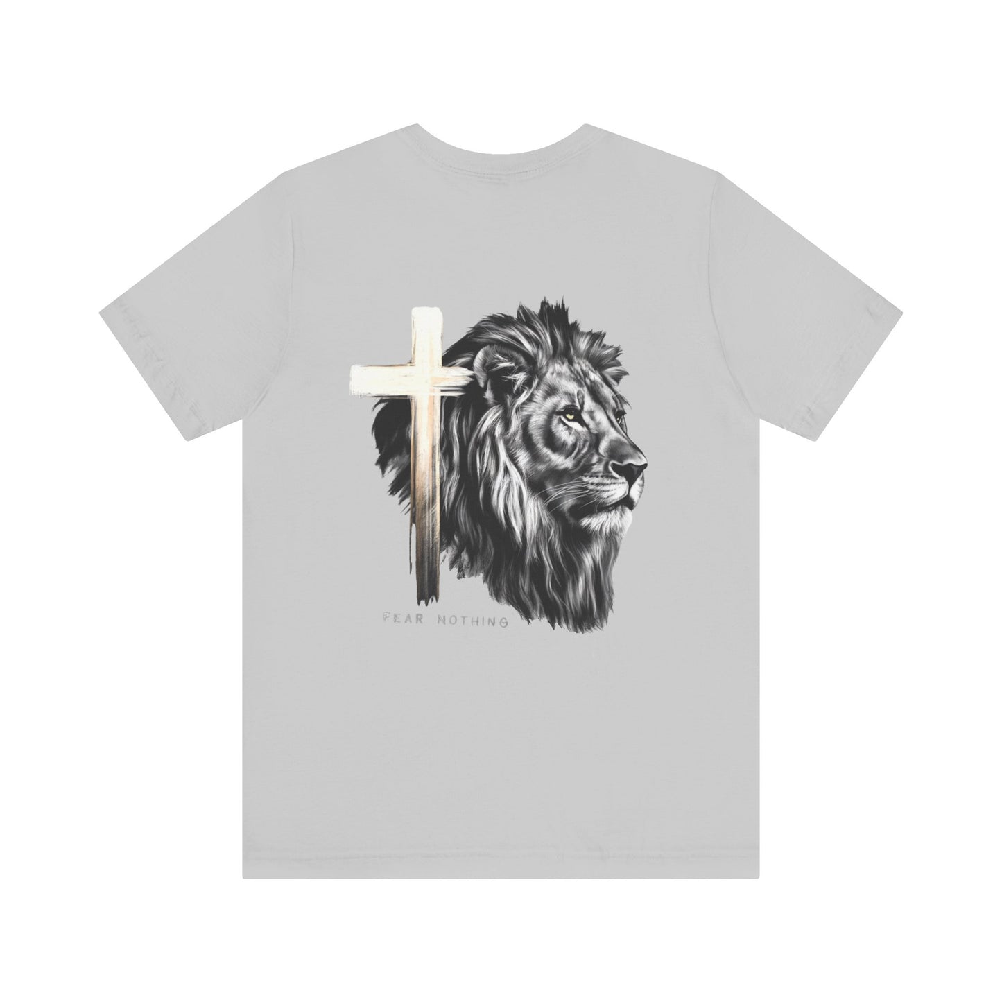 Fear Nothing Graphic Tee - Unisex Jersey Short Sleeve T-Shirt with Lion & Cross Design