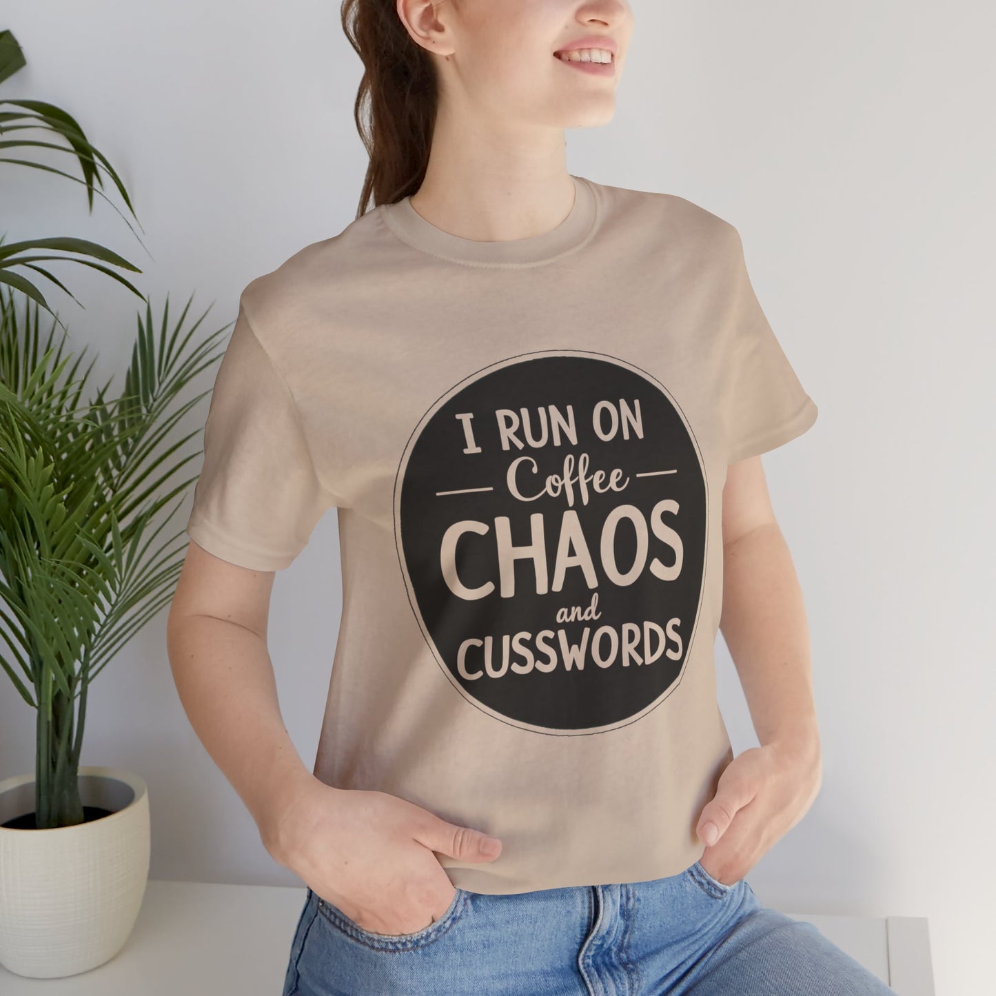 I Run on Coffee Chaos and Cusswords Unisex Tee - Funny Coffee Lover Shirt