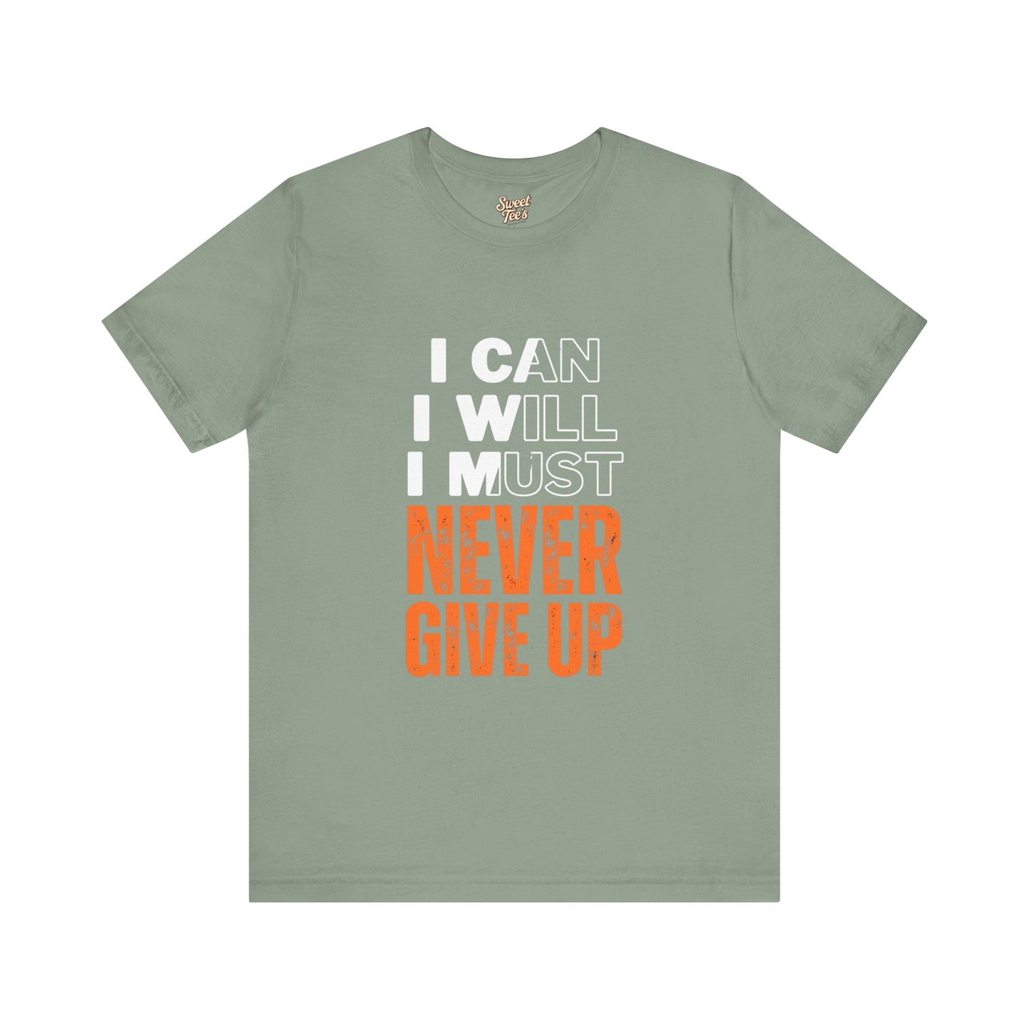 Motivational Unisex Jersey Tee - 'Never Give Up' Statement Shirt