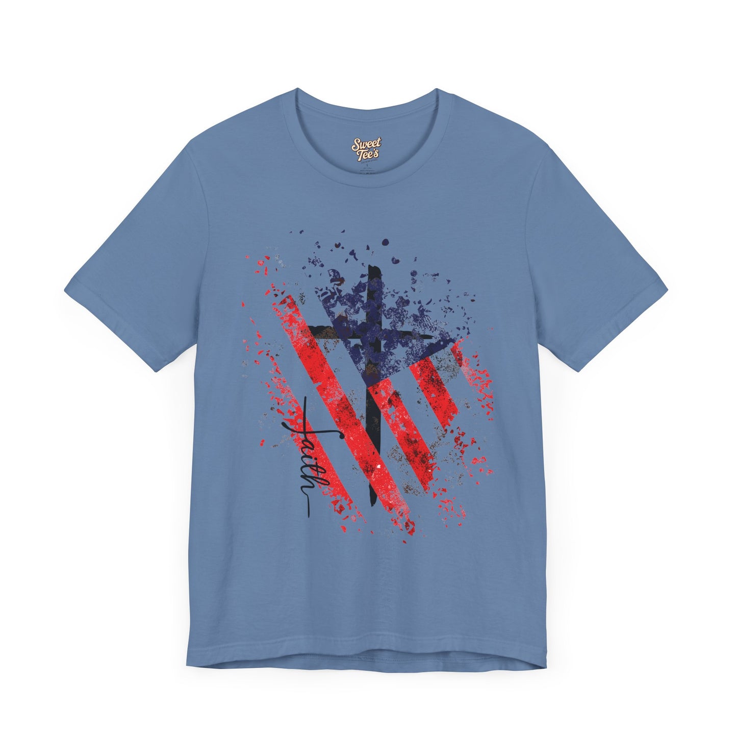 Patriotic Heart Unisex Tee - Red, White, and Blue Design