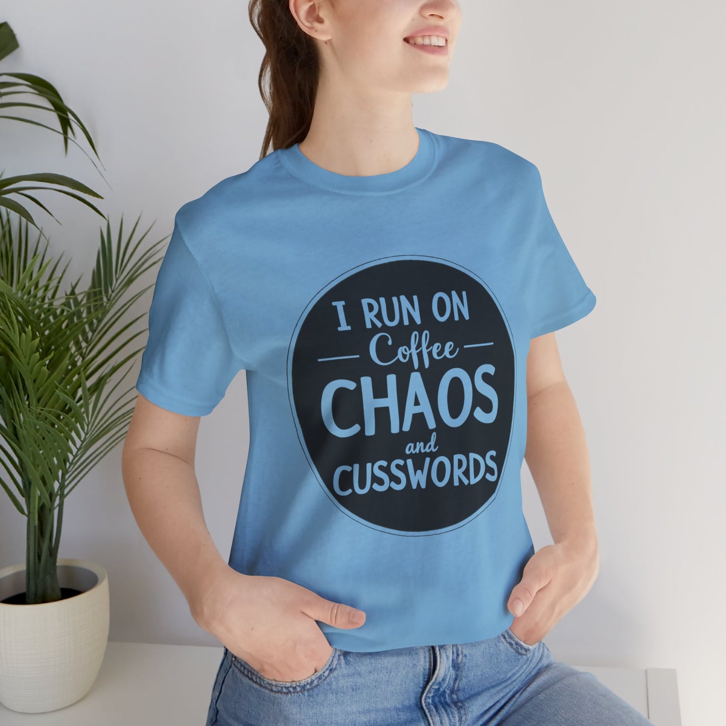 I Run on Coffee Chaos and Cusswords Unisex Tee - Funny Coffee Lover Shirt