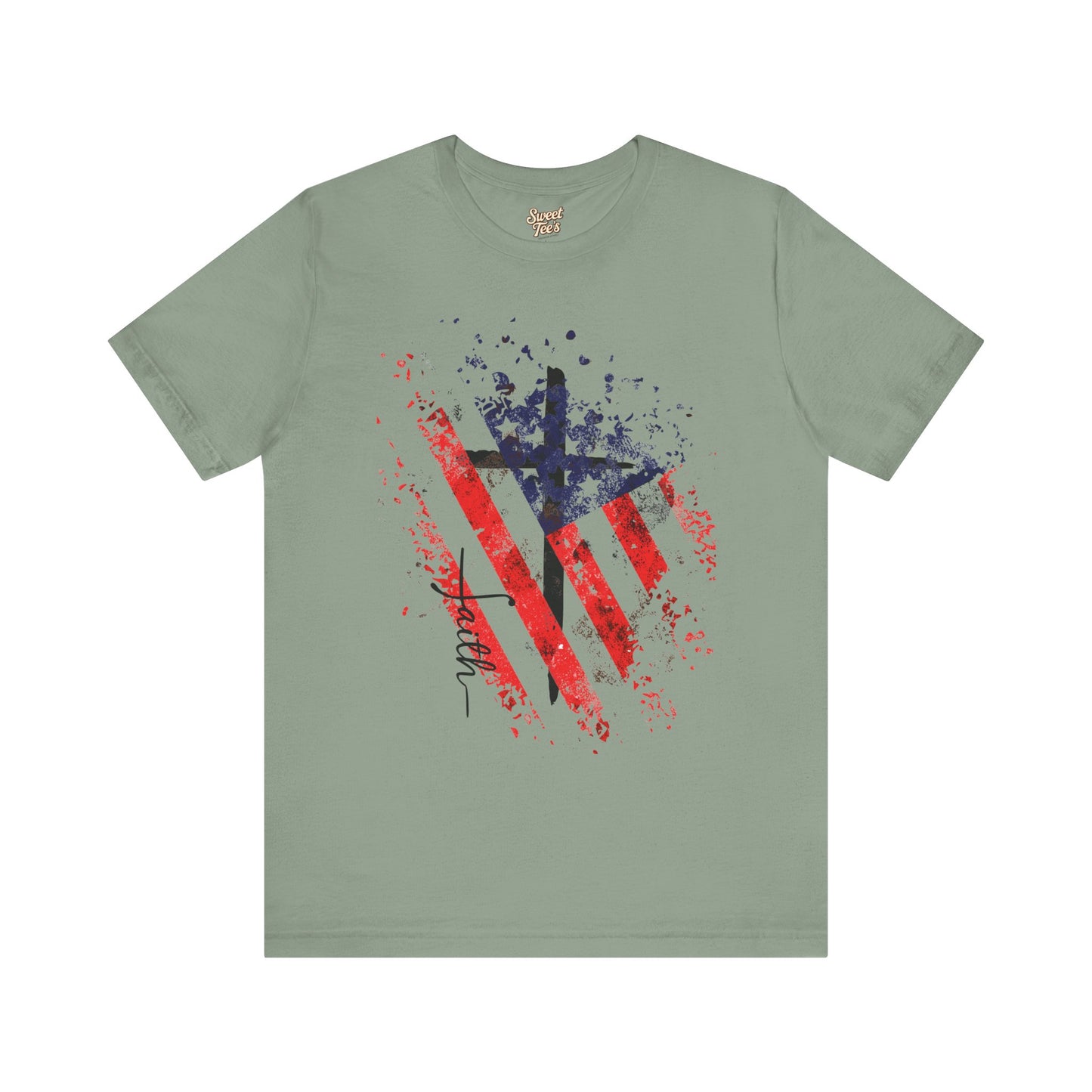 Patriotic Heart Unisex Tee - Red, White, and Blue Design