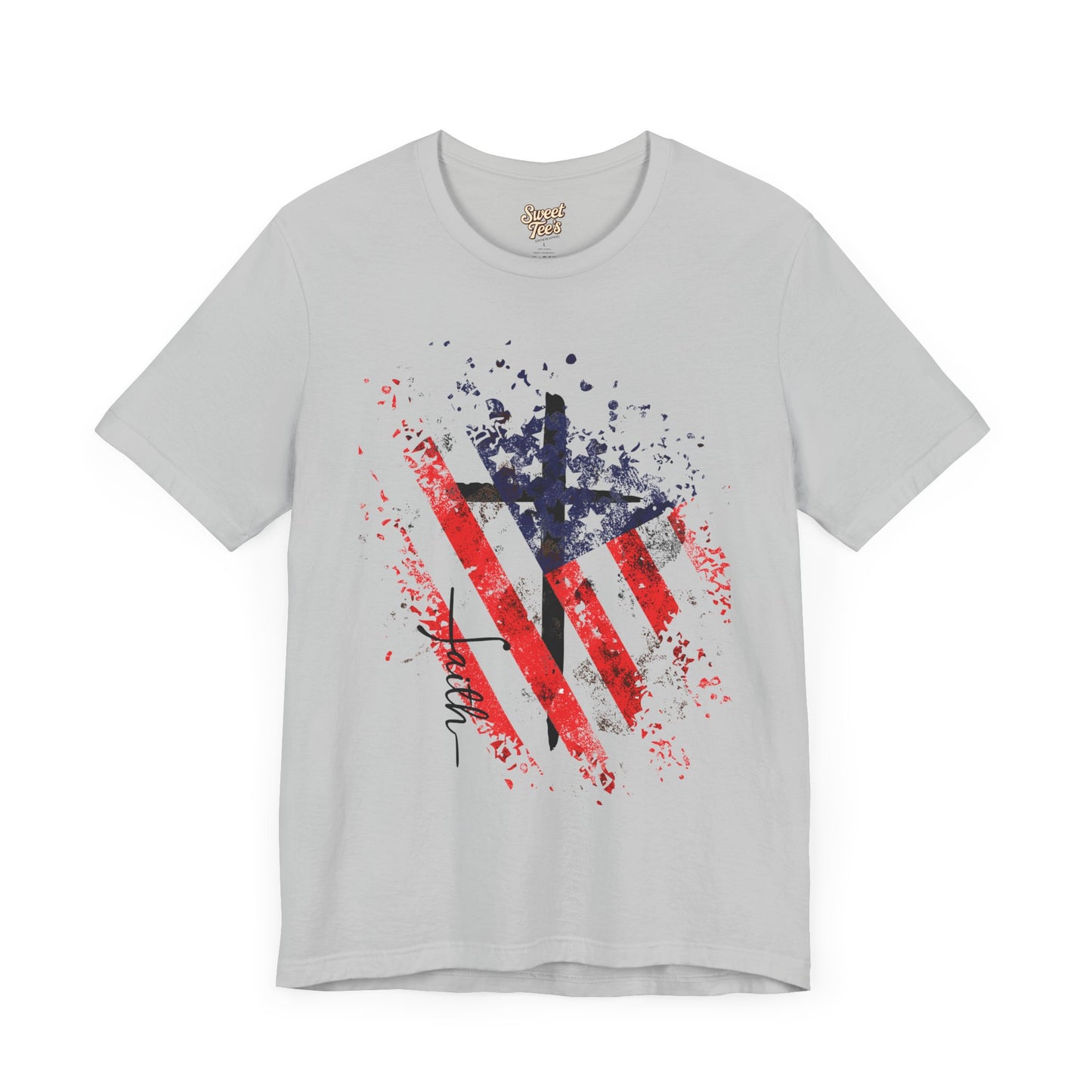 Patriotic Heart Unisex Tee - Red, White, and Blue Design